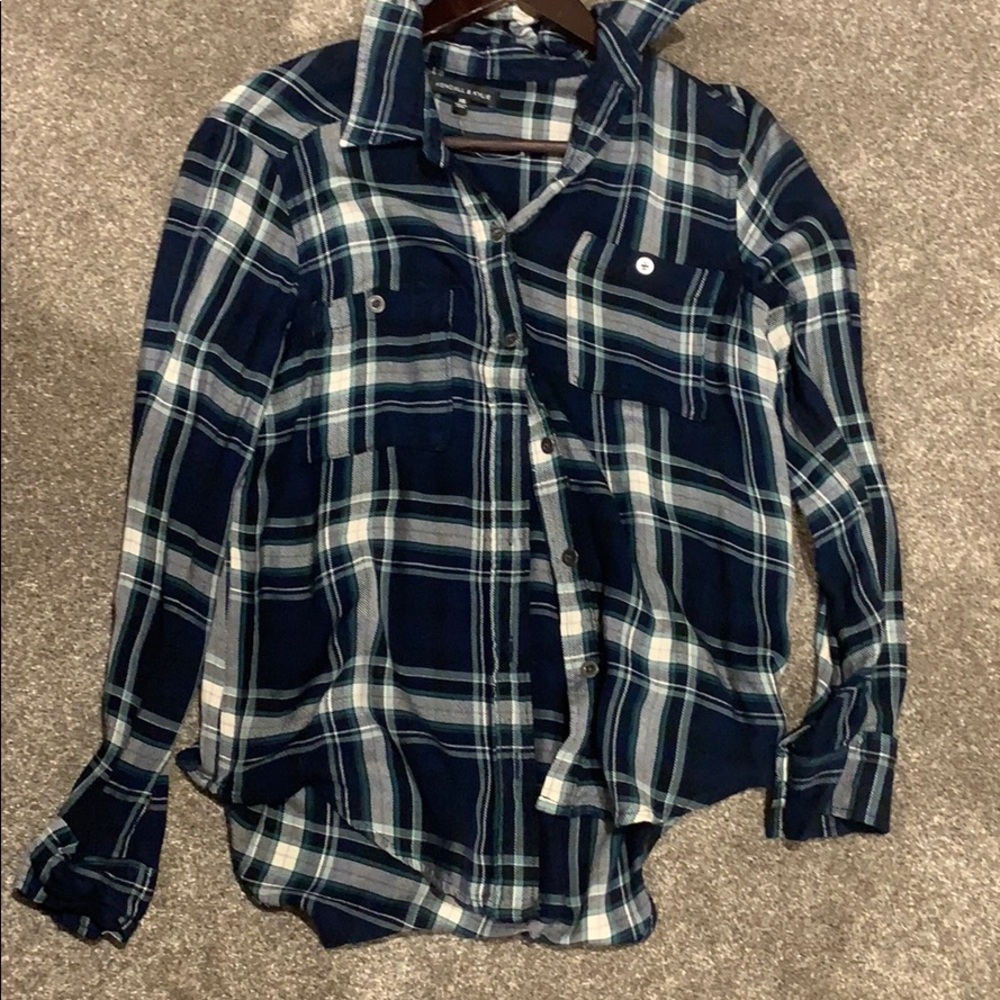 Kendall + Kylie plaid button down